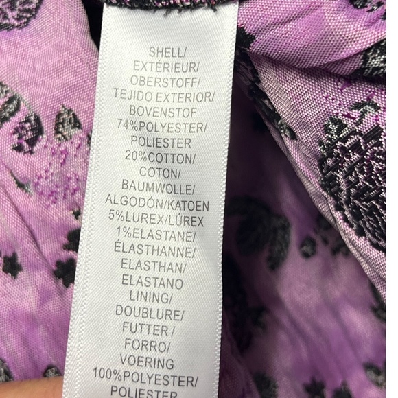 Adrianna Papell Dress Black Pink Floral Ruched‎ Embroidered Cocktail Shimmer 6 - Picture 9 of 14